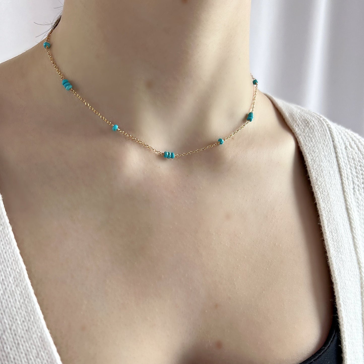 Elegant Turquoise Birthstone Necklace - Handcrafted Dainty Layering Necklace | Gift for Wife, Friend, or Women | Healing Chakra Jewelry