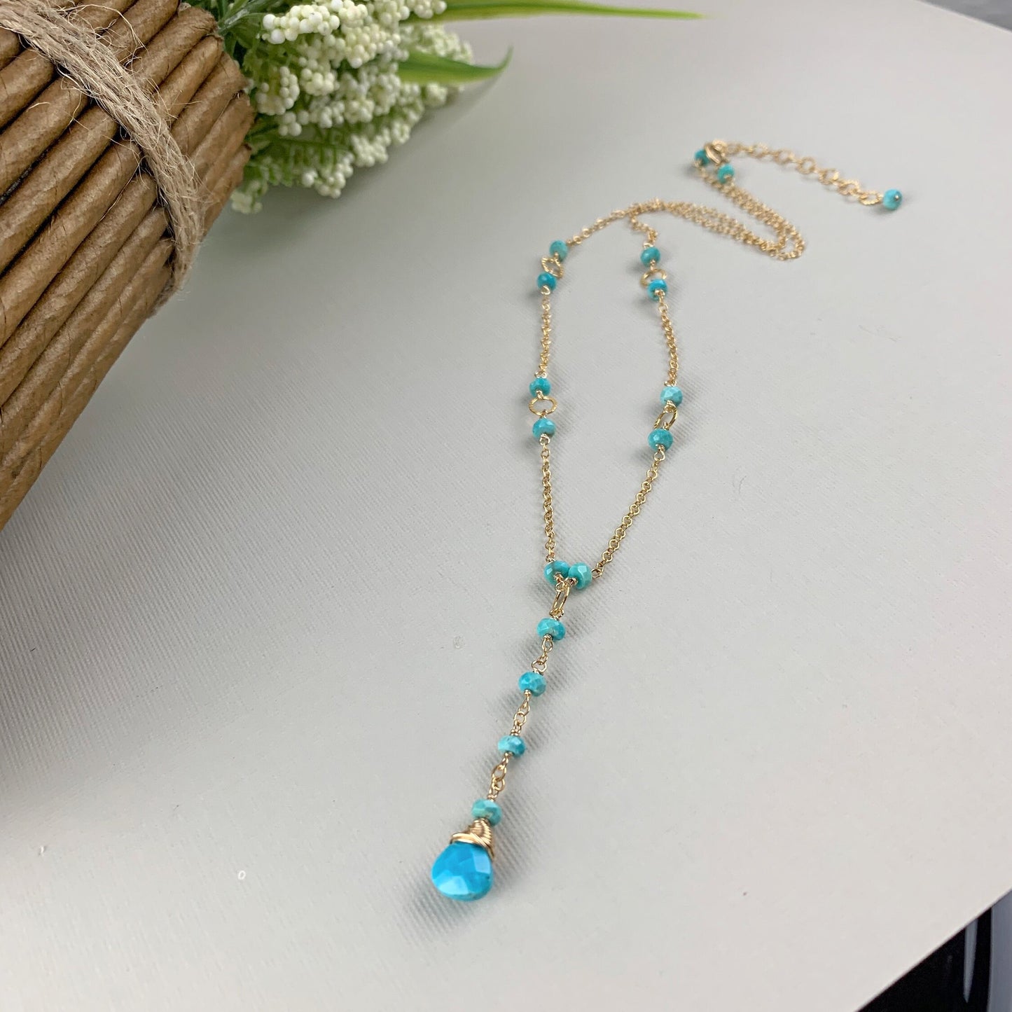 Turquoise Necklace December Birthstone Dainty Necklace Blue Necklace Elegant Necklace Delicate Necklace Minimalist Necklace Gift for Mom