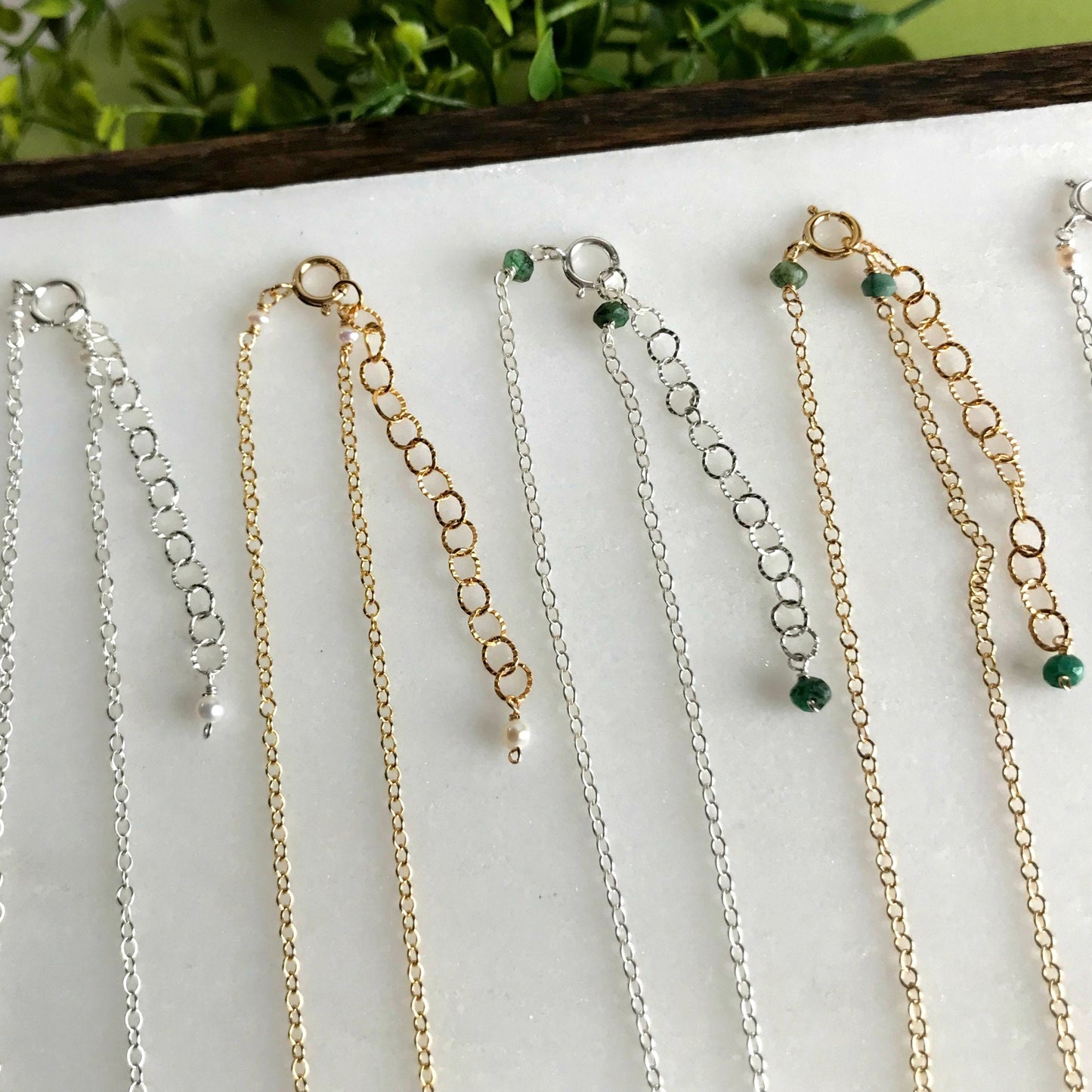 Emerald Necklace May Birthstone Pearl Necklace Circle Necklace Ring Necklace Simple Necklace Gold Necklace Silver necklace karma Necklace