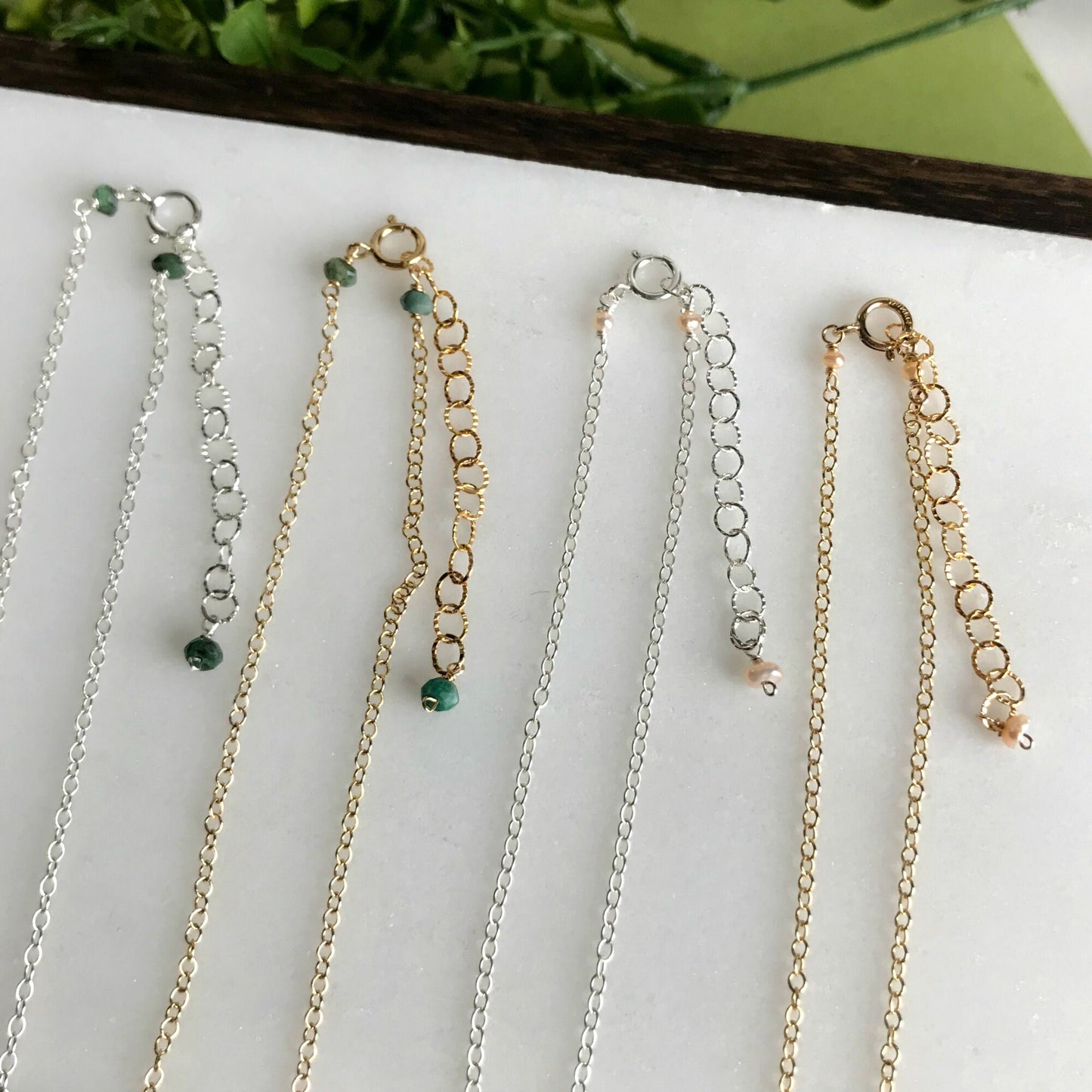 Emerald Necklace May Birthstone Pearl Necklace Circle Necklace Ring Necklace Simple Necklace Gold Necklace Silver necklace karma Necklace