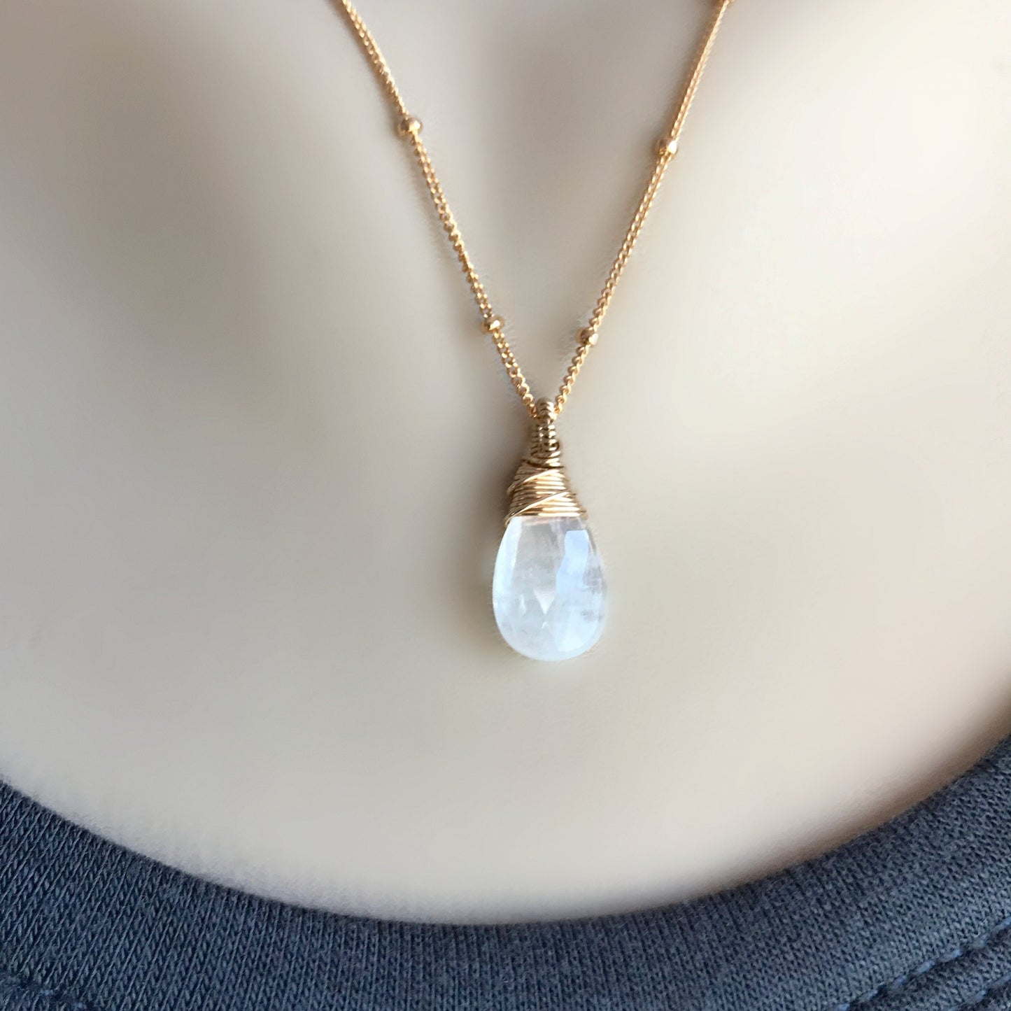 Moonstone Necklace Chakra Necklace Dainty Necklace Necklace for Women June Birthstone Gemstone Necklace Gift for Her Gift for Girlfriend
