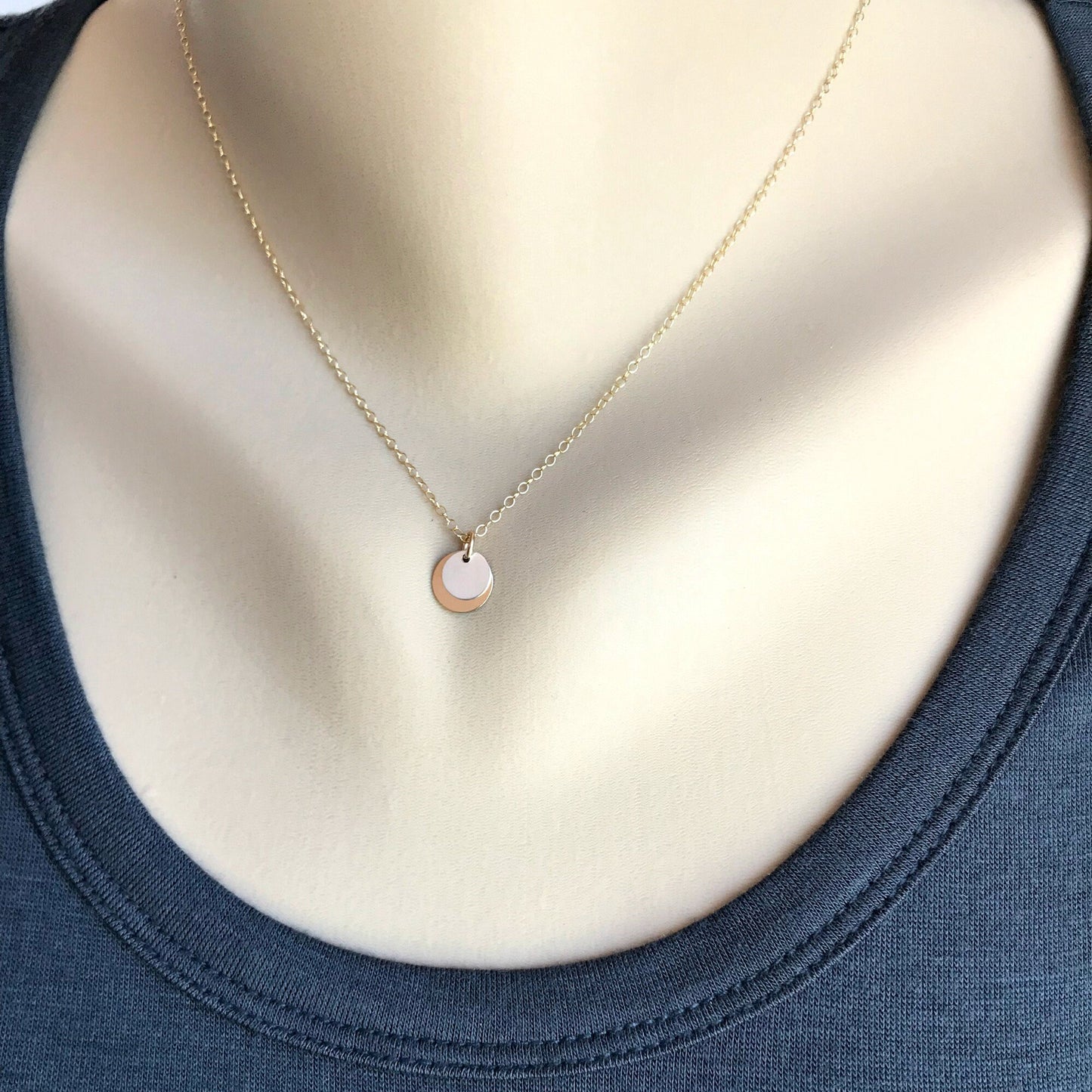 Gold Disc Necklace Silver Disc Necklace Simple Necklace Gift Necklace Everyday Necklace Choker Necklace Minimalist Necklace Gift for Mom