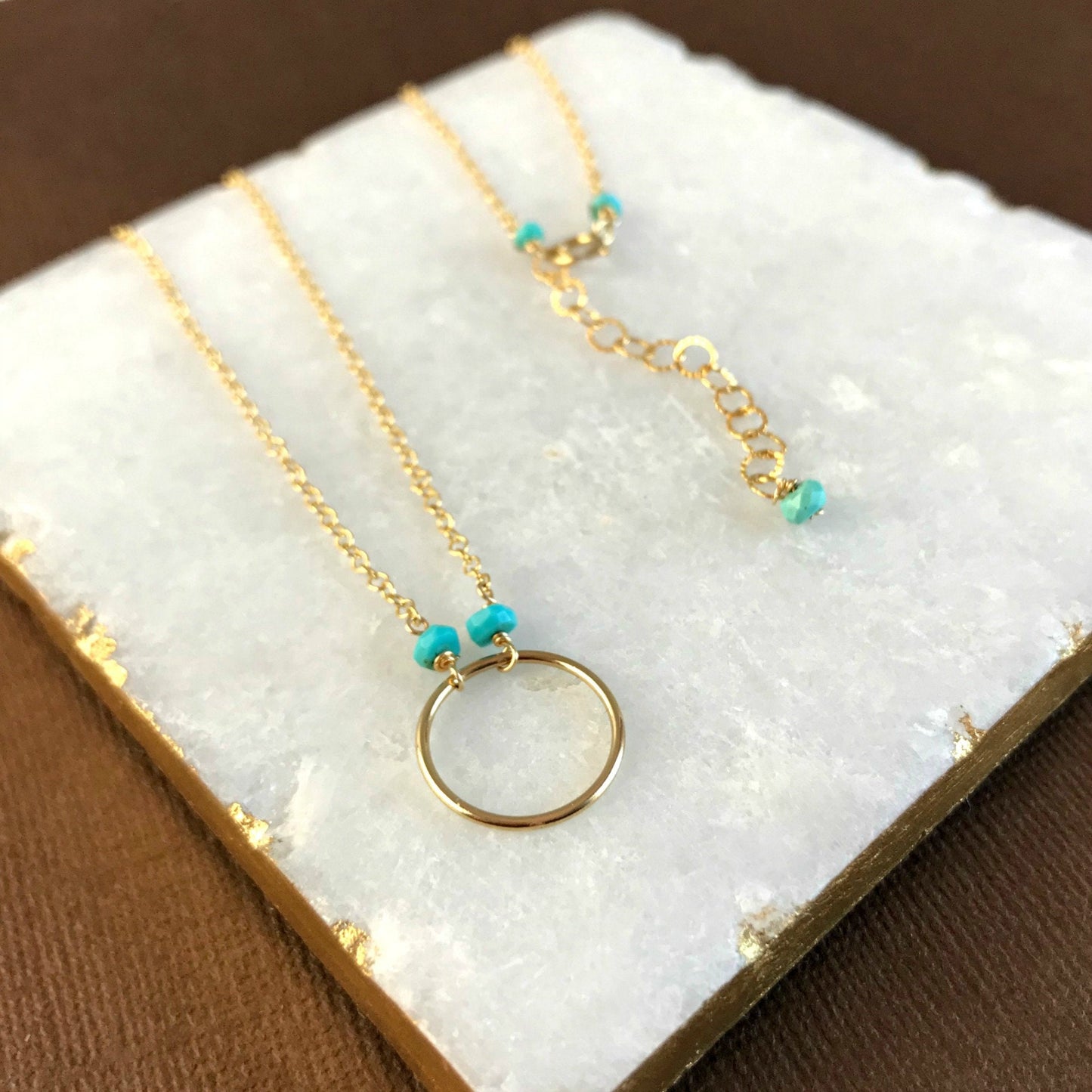 Turquoise Circle Necklace, Blue Delicate Necklace,Karma Necklace,Minimalist Layering Necklace, Eternity Necklace, Dainty Infinity Necklace