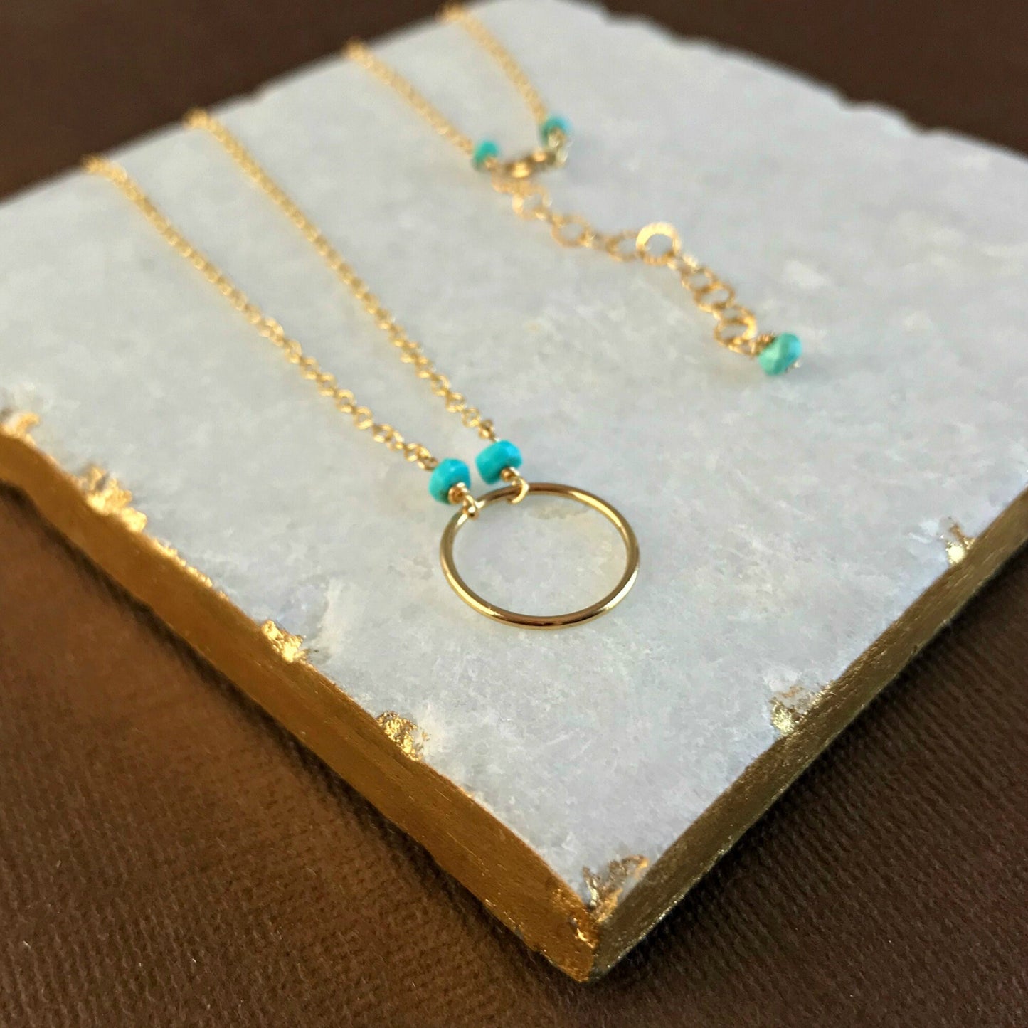 Turquoise Circle Necklace, Blue Delicate Necklace,Karma Necklace,Minimalist Layering Necklace, Eternity Necklace, Dainty Infinity Necklace