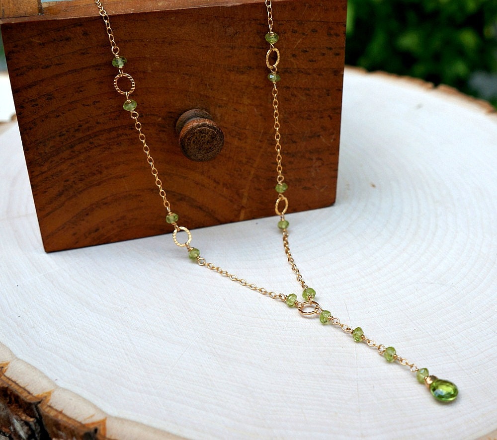 Peridot Lariat Necklace,Green Y necklace,Necklace for Women,Gemstone Lariat Necklace, Necklaces for Women,Green Dainty Necklace,Leo Gift