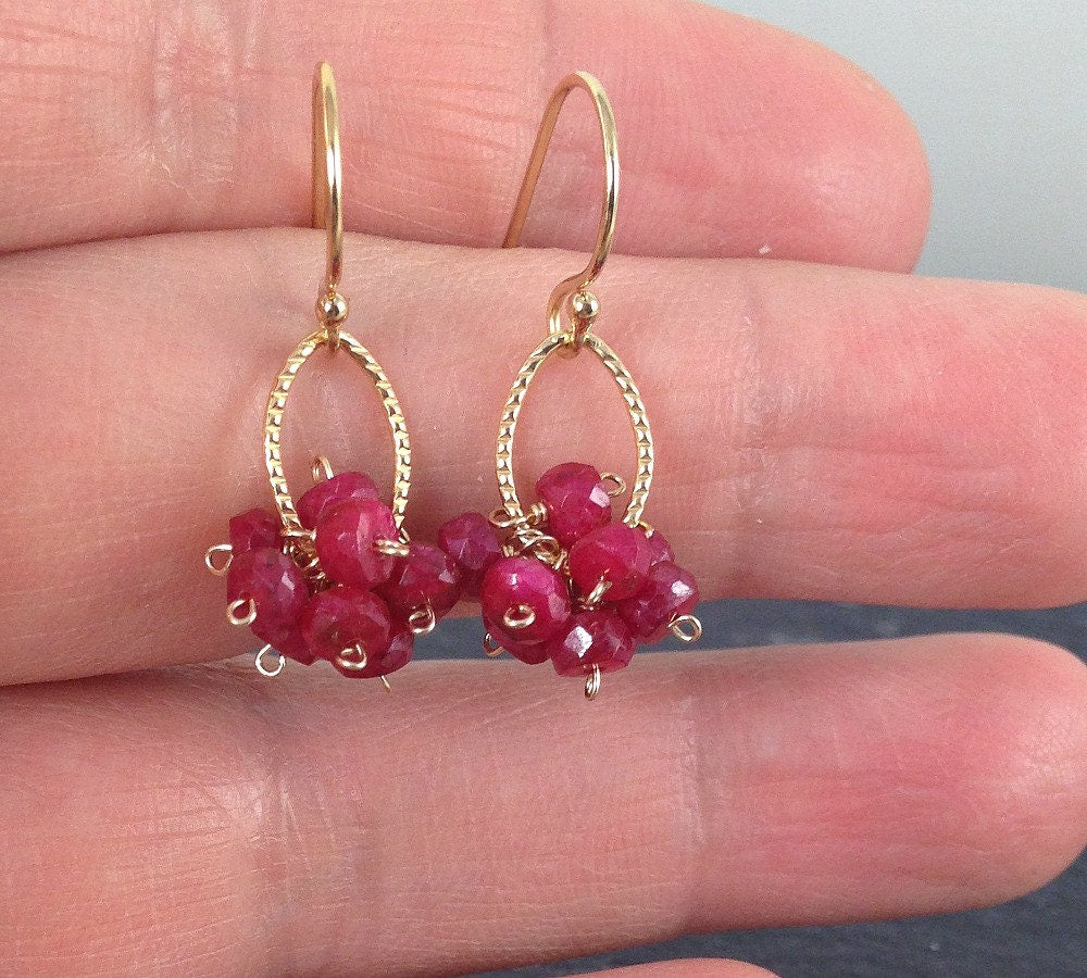 Ruby Earrings July Birthstone Dainty Earrings Gemstone Earrings Red Earrings Dangle Earrings Minimalist Earrings Earrings for Women