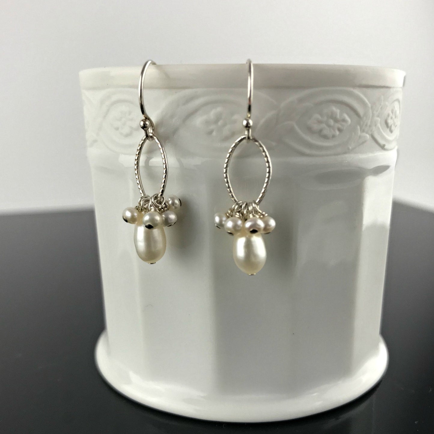 Pearl Earrings, Birthstone Jewelry, June Birthstone,Teardrop Earrings, Cluster Earrings, Gold Earrings ,Silver Earrings, Gift for Mom