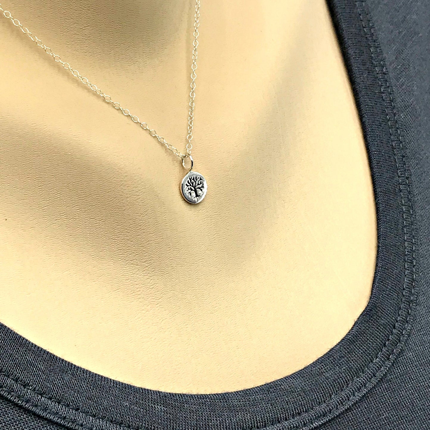 Tree of Life Necklace,Tiny Tree of Life Charm for Women,Small Tree of Life Choker,Dainty Tree of life Charm,Sterling Silver Tree of Life
