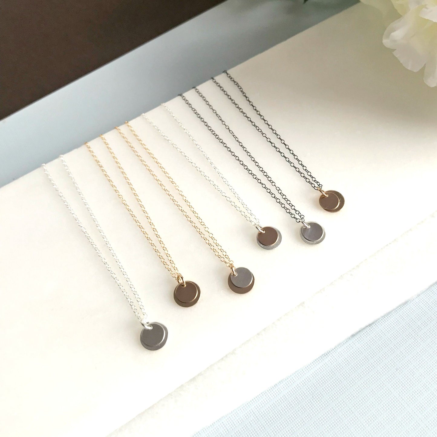 Gold Disc Necklace Silver Disc Necklace Simple Necklace Gift Necklace Everyday Necklace Choker Necklace Minimalist Necklace Gift for Mom