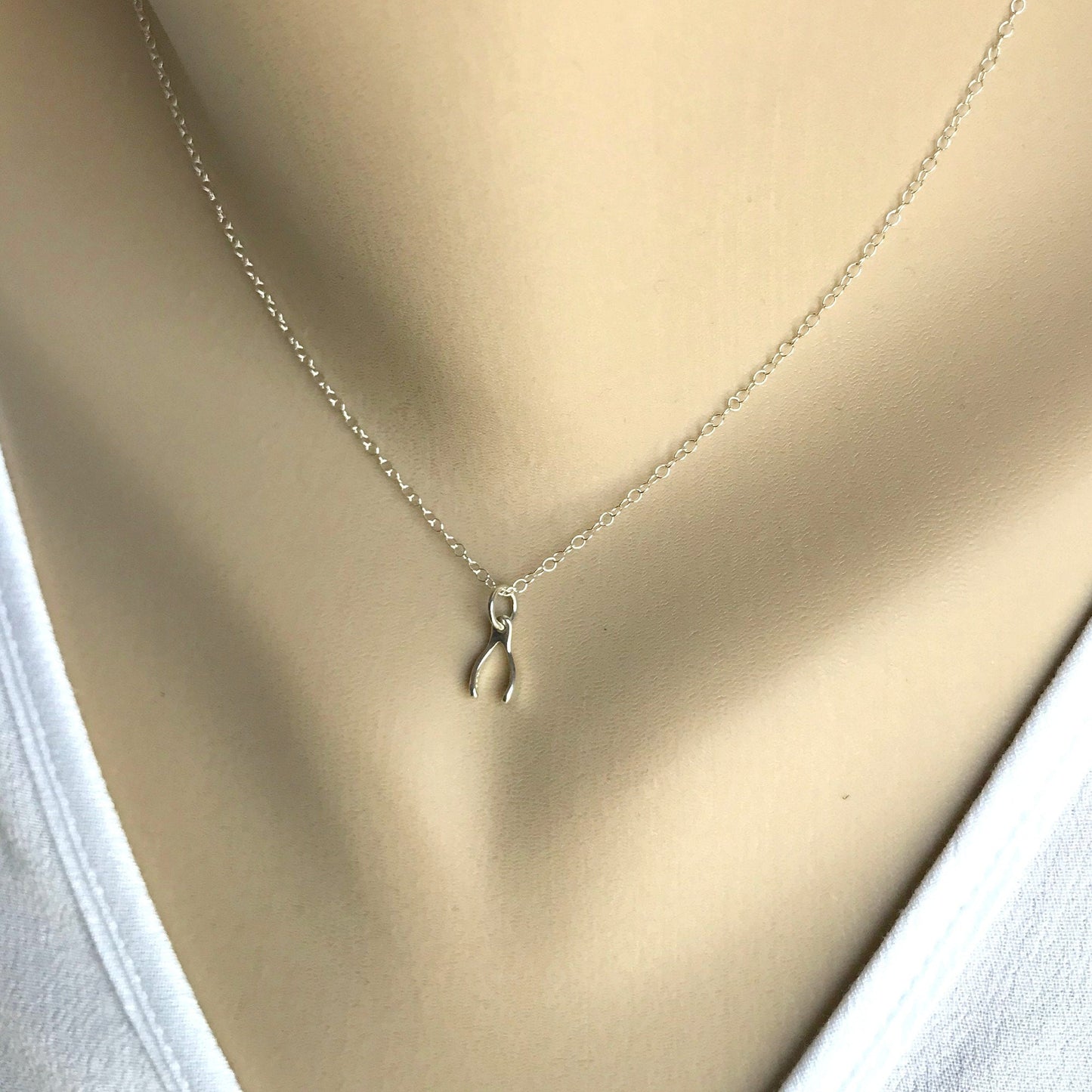 Wishbone Necklace,Good Luck Charm,Good Luck Necklace,Gold Stack Necklace,Silver Layering Necklace,Dainty Wishbone Charm Necklace