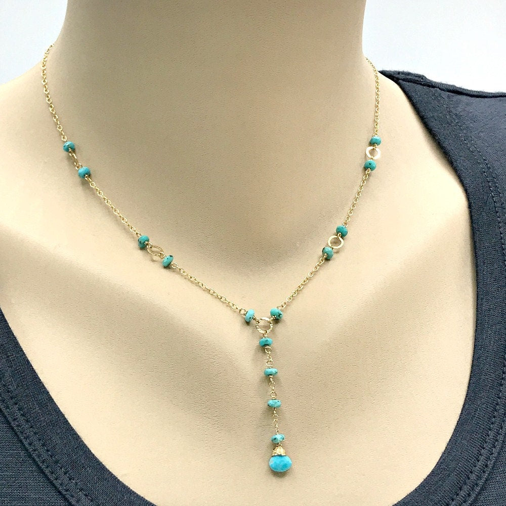 Turquoise Necklace December Birthstone Dainty Necklace Blue Necklace Elegant Necklace Delicate Necklace Minimalist Necklace Gift for Mom