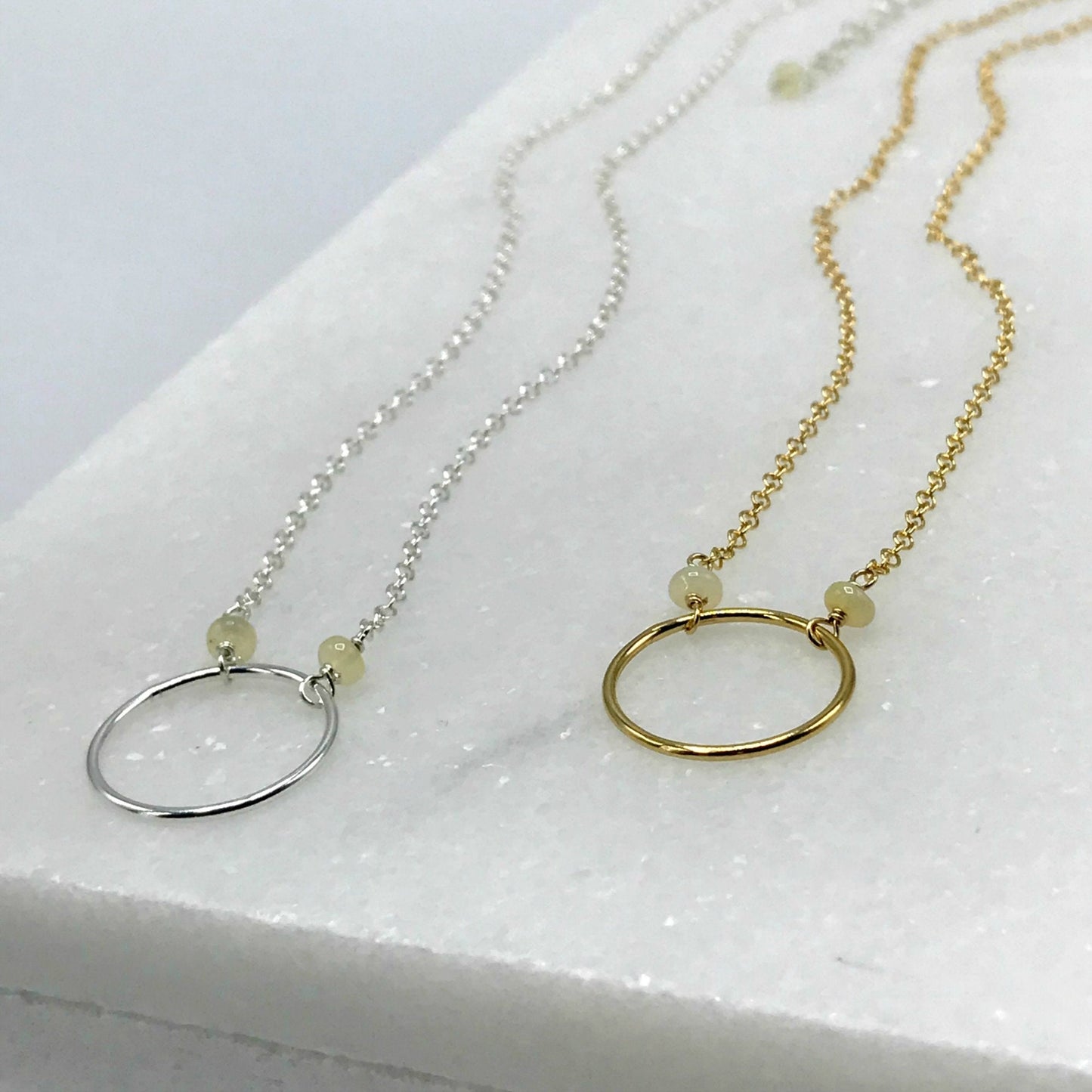 Opal Necklace October Birthstone Circle Pendant Karma Necklace Dainty Necklace Eternity Necklace Layering Necklace Everyday Necklace