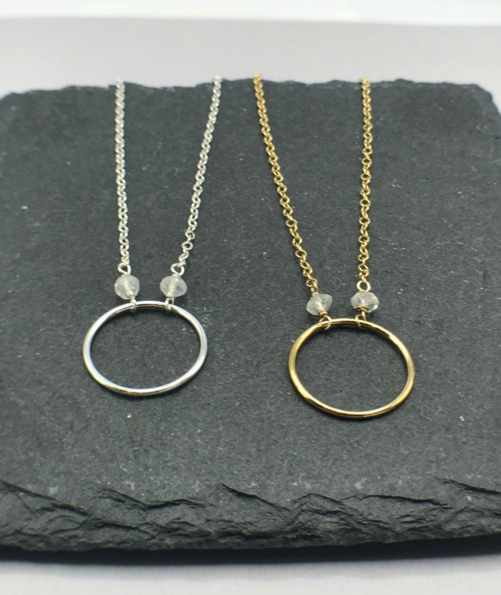 Moonstone necklace June Birthstone Karma Necklace Eternity Necklace Circle Necklace Karma Circle Everyday Necklace Gold Minimalist Necklace
