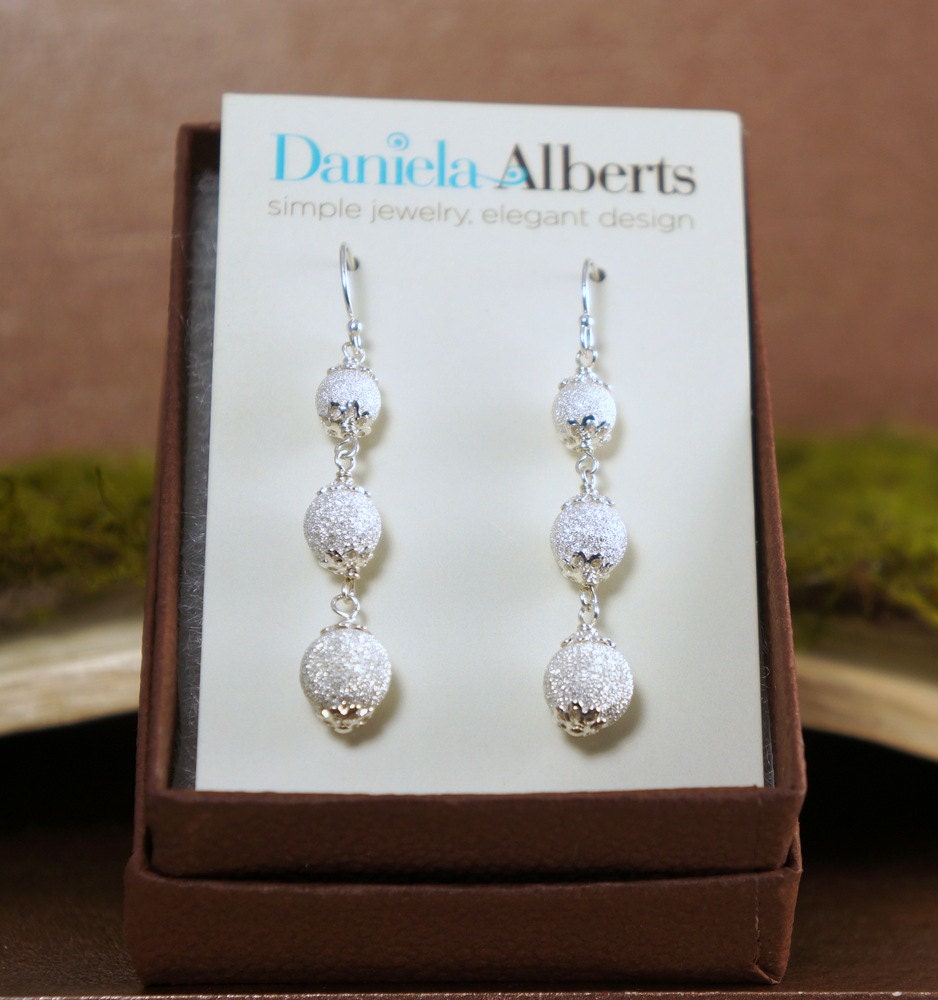 Silver Ball Earrings Gold Ball Earrings Linear Earrings Dangle Earrings Drop Earrings Elegant Earrings Wedding Earrings Sparkle Earrings