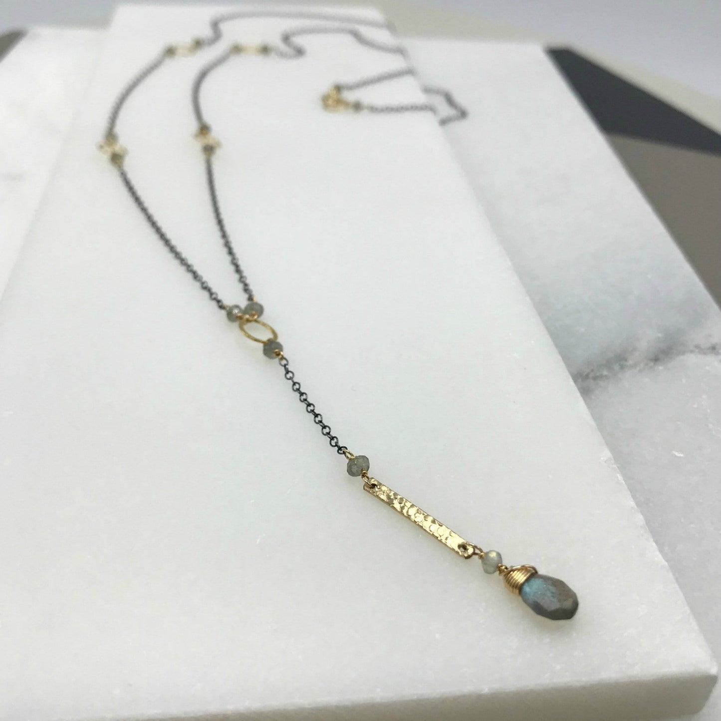 Labradorite Necklace Y Necklace Lariat Necklace Layering Necklace Dainty Necklace Gemstone Necklace Delicate Necklace Valentine's Day