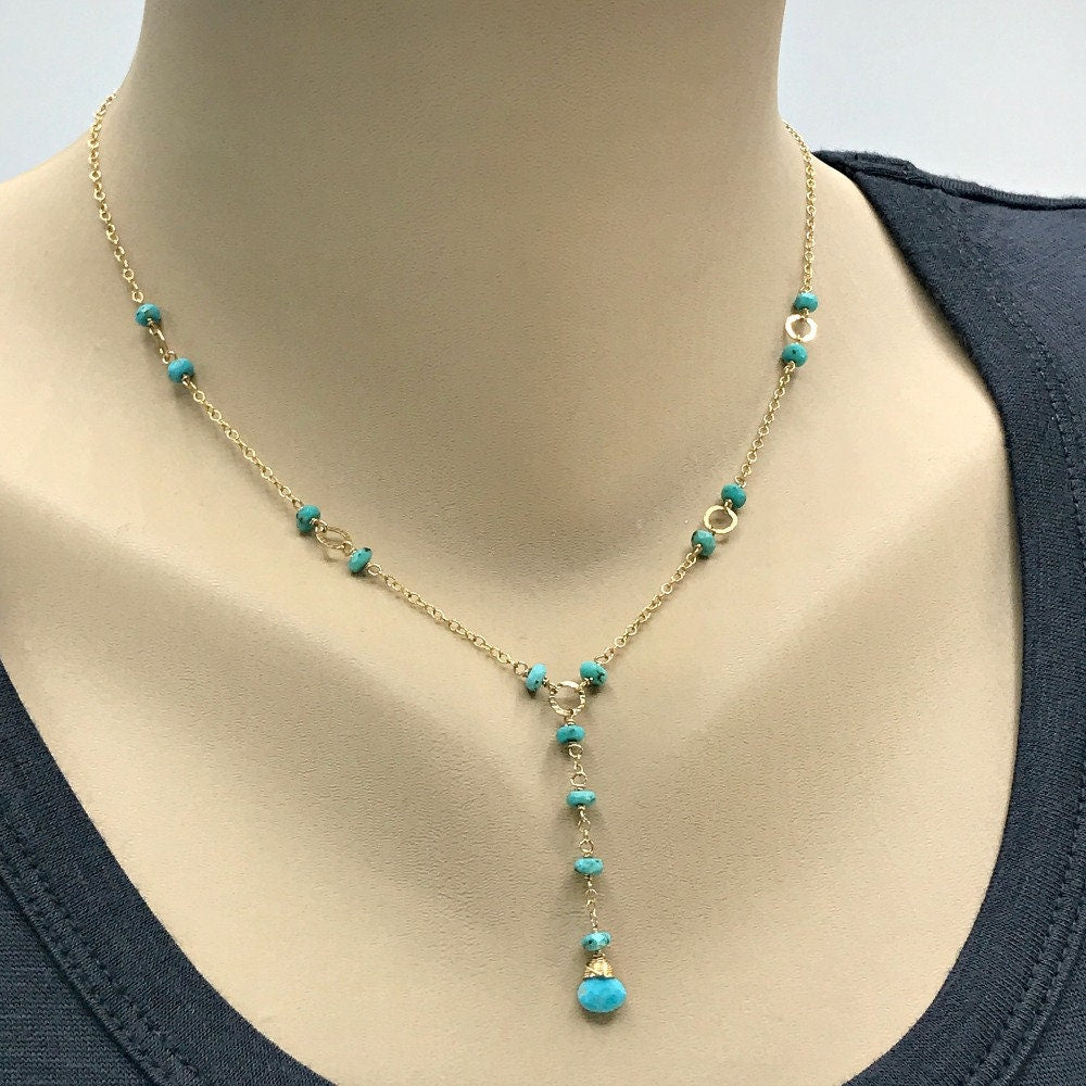 Turquoise Necklace December Birthstone Dainty Necklace Blue Necklace Elegant Necklace Delicate Necklace Minimalist Necklace Gift for Mom