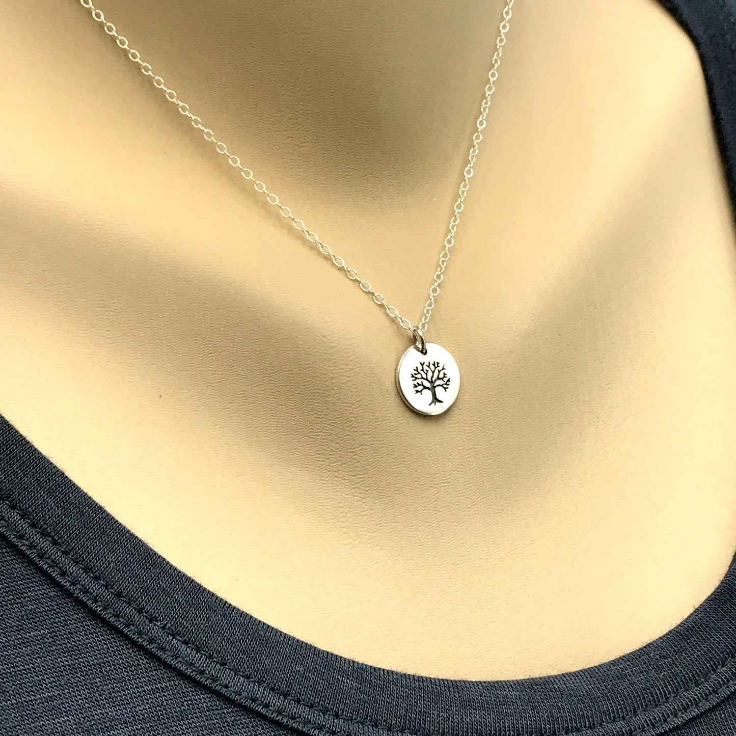Tree of Life Necklace,Tiny Tree of Life Charm for Women,Small Tree of Life Choker,Dainty Tree of life Charm,Sterling Silver Tree of Life