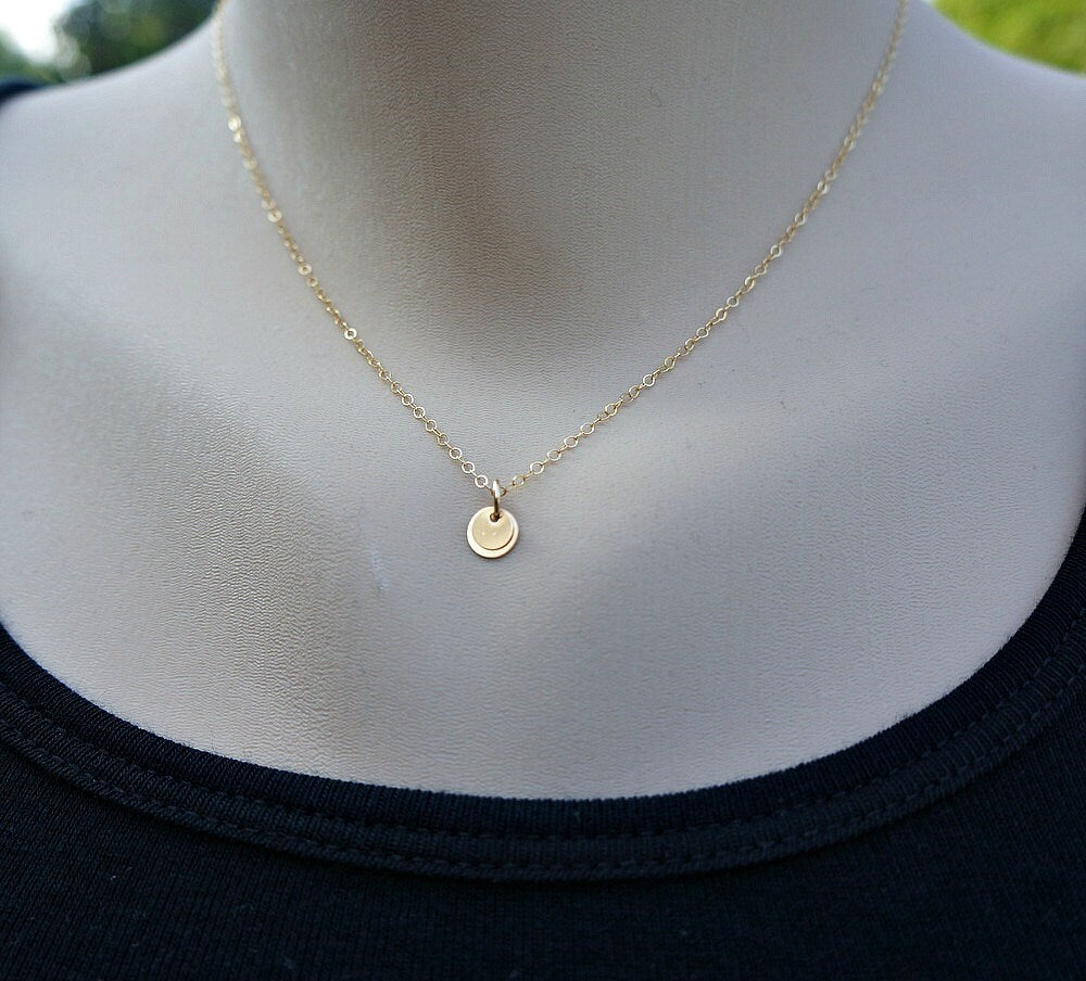 Gold Disc Silver Disc Necklace Tiny Necklace Small Necklace Layering Necklace Everyday Necklace Simple Necklace Dainty Necklace Gift for Her