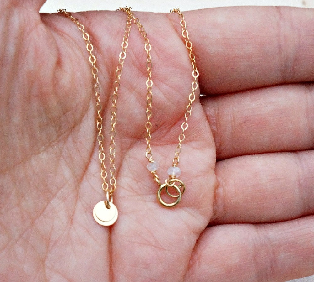 Gold Disc Silver Disc Necklace Tiny Necklace Small Necklace Layering Necklace Everyday Necklace Simple Necklace Dainty Necklace Gift for Her