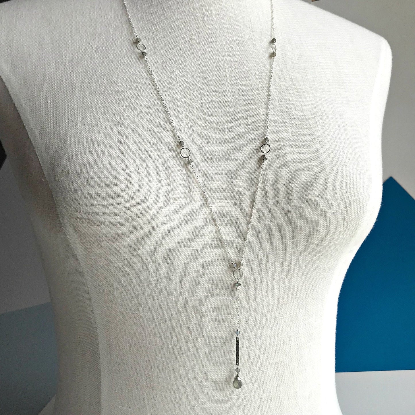Labradorite Necklace Y Necklace Lariat Necklace Layering Necklace Dainty Necklace Gemstone Necklace Delicate Necklace Valentine's Day