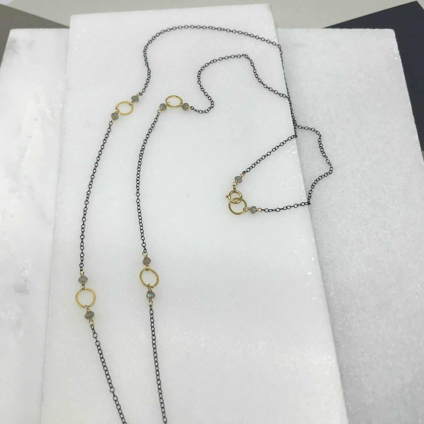 Labradorite Necklace Y Necklace Lariat Necklace Layering Necklace Dainty Necklace Gemstone Necklace Delicate Necklace Valentine's Day