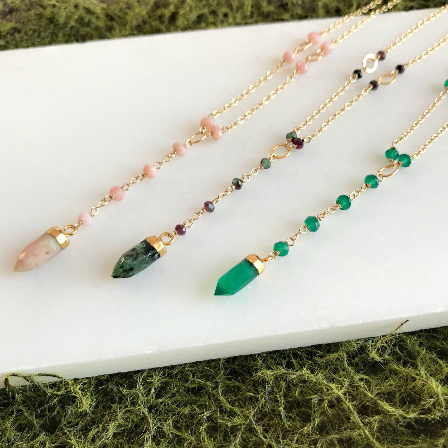 Y Necklace Gold Opal Necklace October Birthstone Delicate Necklace Short Y Necklace Dainty Necklace Layering Necklace Green Jewelry