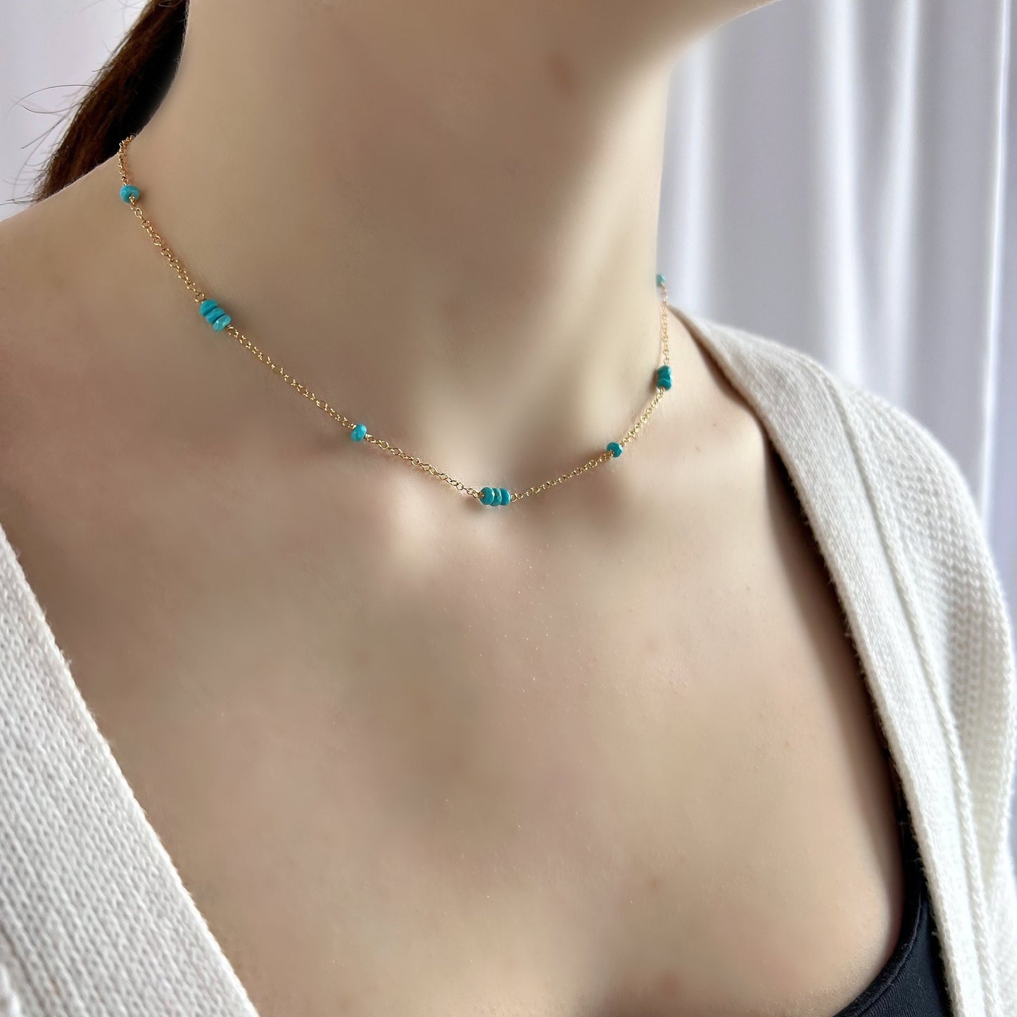 Elegant Turquoise Birthstone Necklace - Handcrafted Dainty Layering Necklace | Gift for Wife, Friend, or Women | Healing Chakra Jewelry