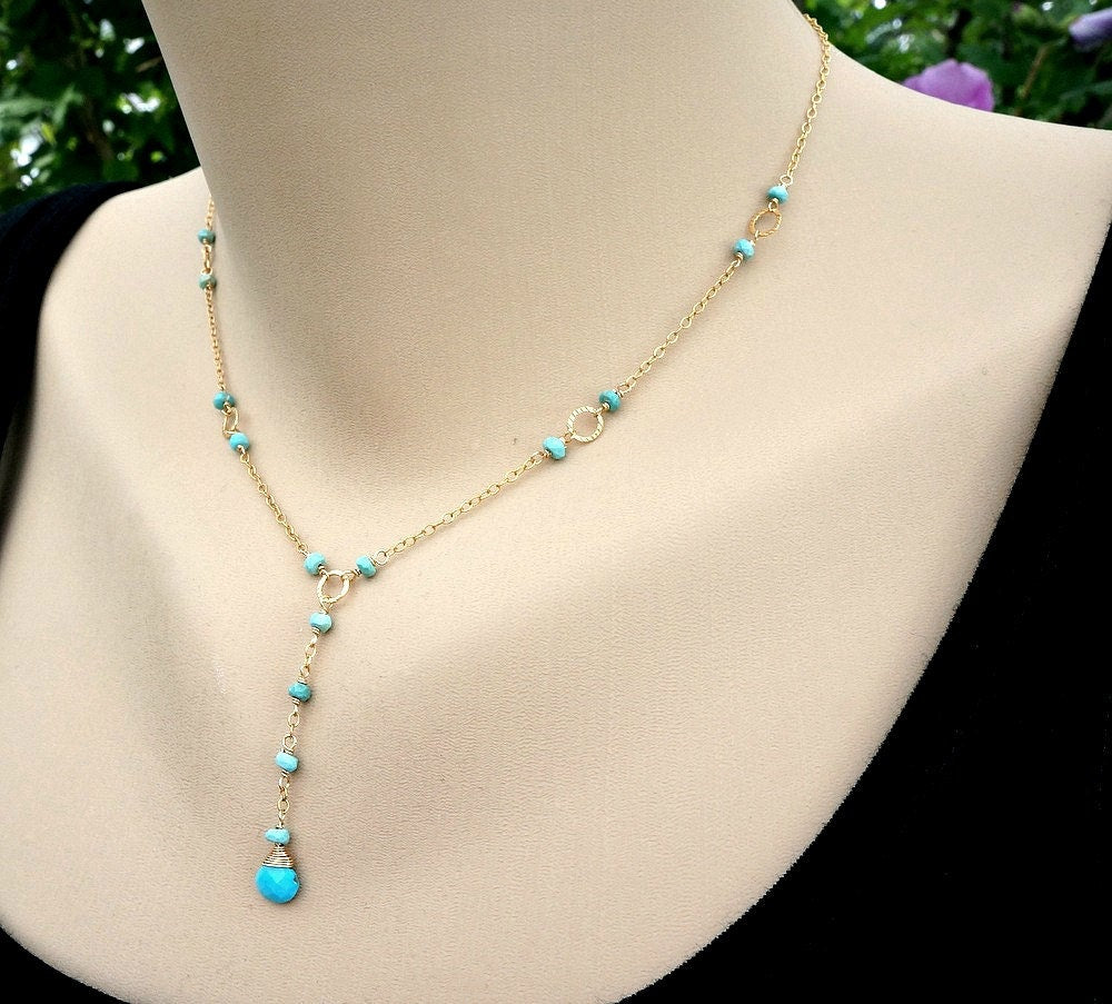 Turquoise Necklace December Birthstone Dainty Necklace Blue Necklace Elegant Necklace Delicate Necklace Minimalist Necklace Gift for Mom