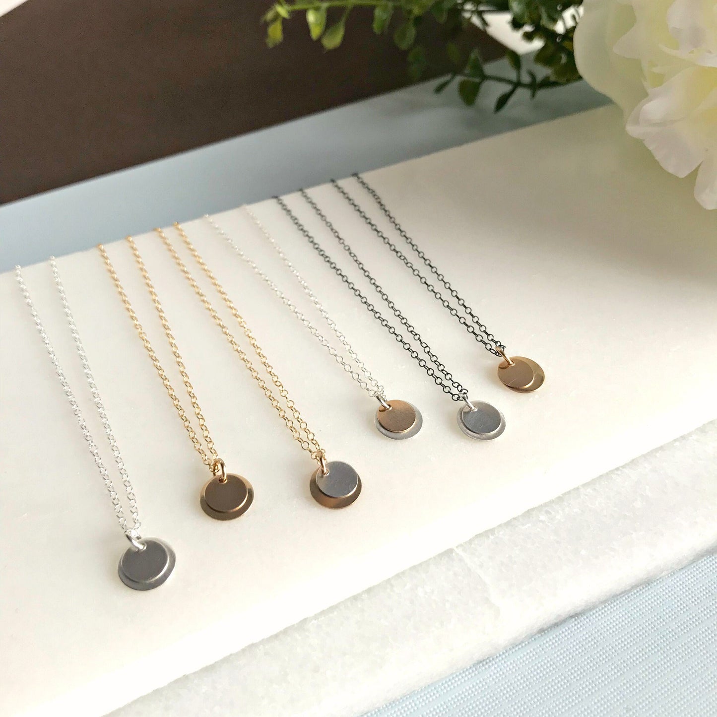 Gold Disc Necklace Silver Disc Necklace Simple Necklace Gift Necklace Everyday Necklace Choker Necklace Minimalist Necklace Gift for Mom