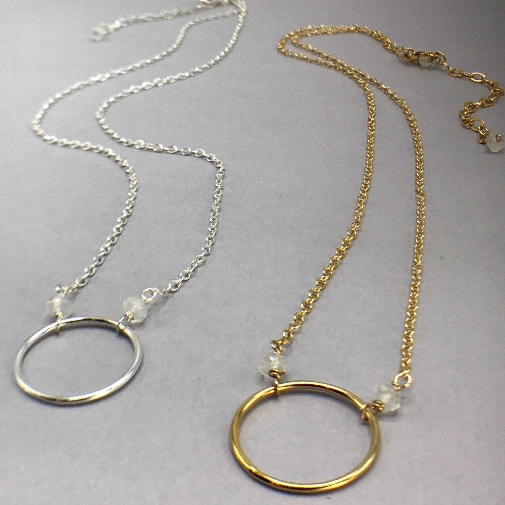 Moonstone necklace June Birthstone Karma Necklace Eternity Necklace Circle Necklace Karma Circle Everyday Necklace Gold Minimalist Necklace