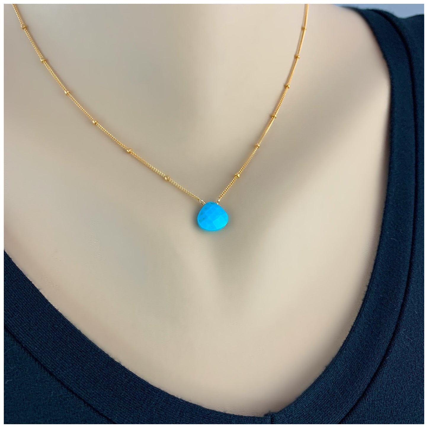 Turquoise Necklace December Birthstone Simple Necklace Blue Necklace Layering Necklace Delicate Necklace Minimalist Necklace Gift for Mom