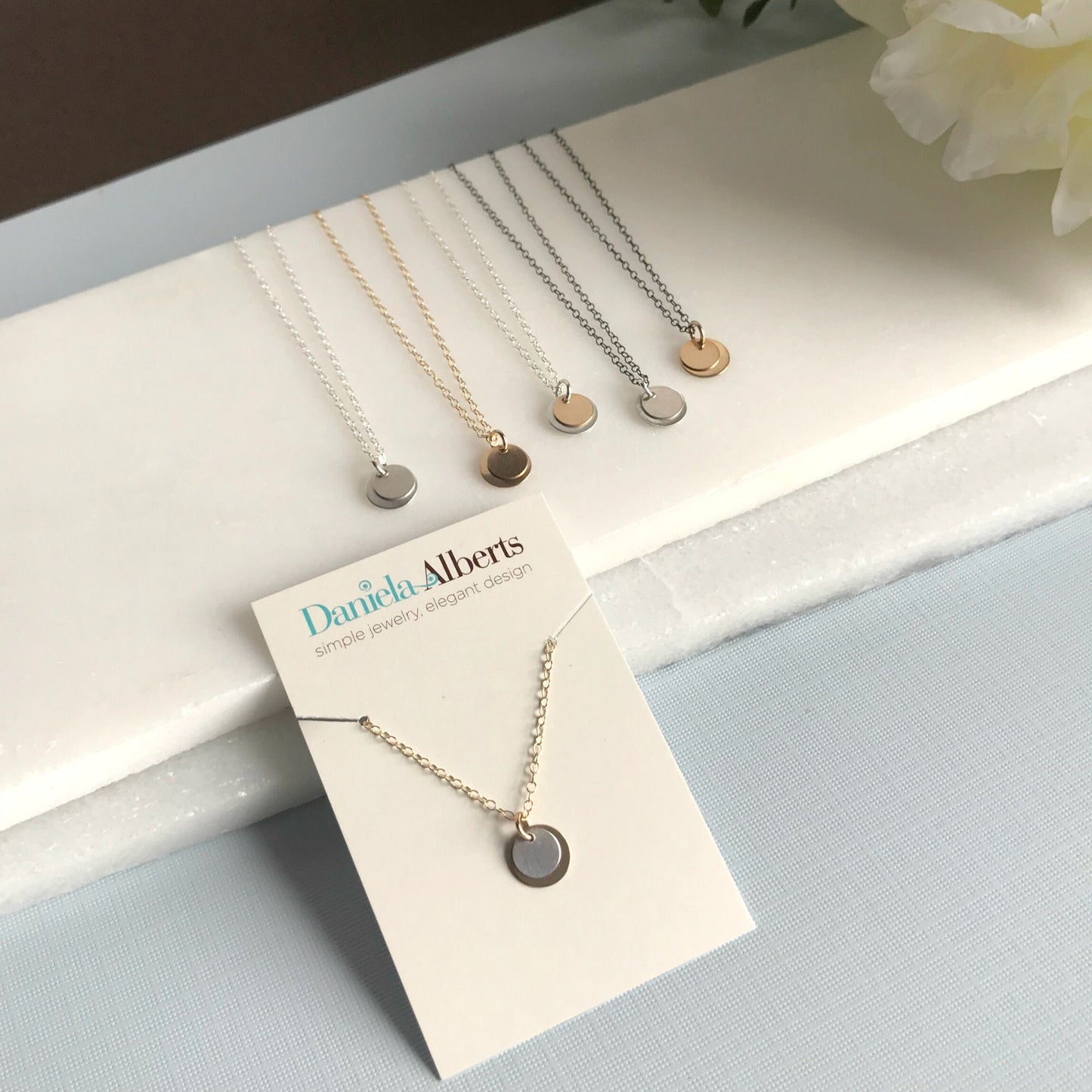 Gold Disc Necklace Silver Disc Necklace Simple Necklace Gift Necklace Everyday Necklace Choker Necklace Minimalist Necklace Gift for Mom
