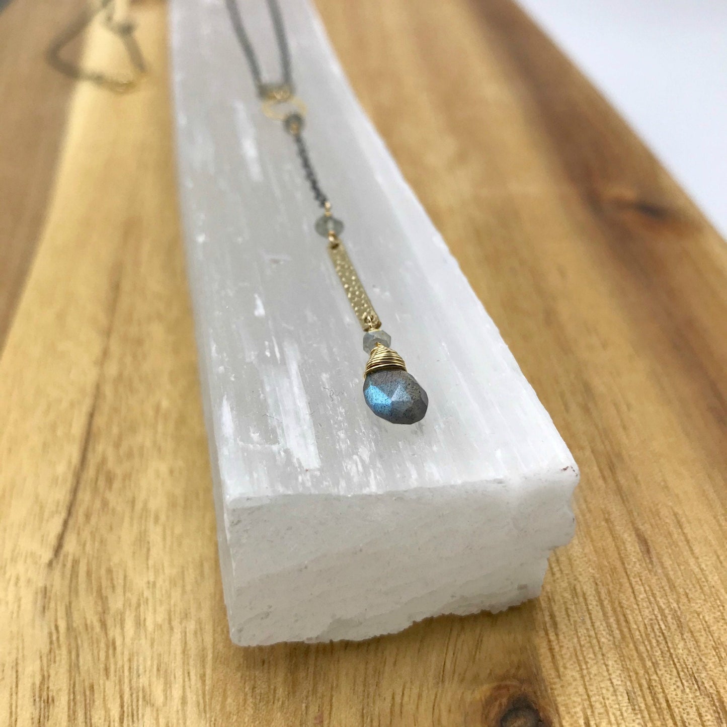 Labradorite Necklace Y Necklace Lariat Necklace Layering Necklace Dainty Necklace Gemstone Necklace Delicate Necklace Valentine's Day