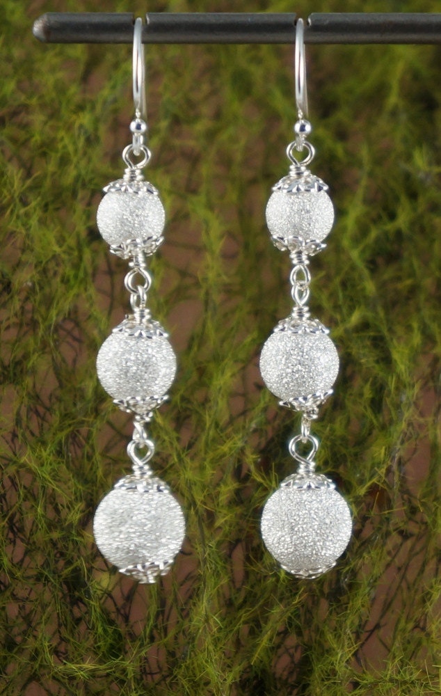 Silver Ball Earrings Gold Ball Earrings Linear Earrings Dangle Earrings Drop Earrings Elegant Earrings Wedding Earrings Sparkle Earrings