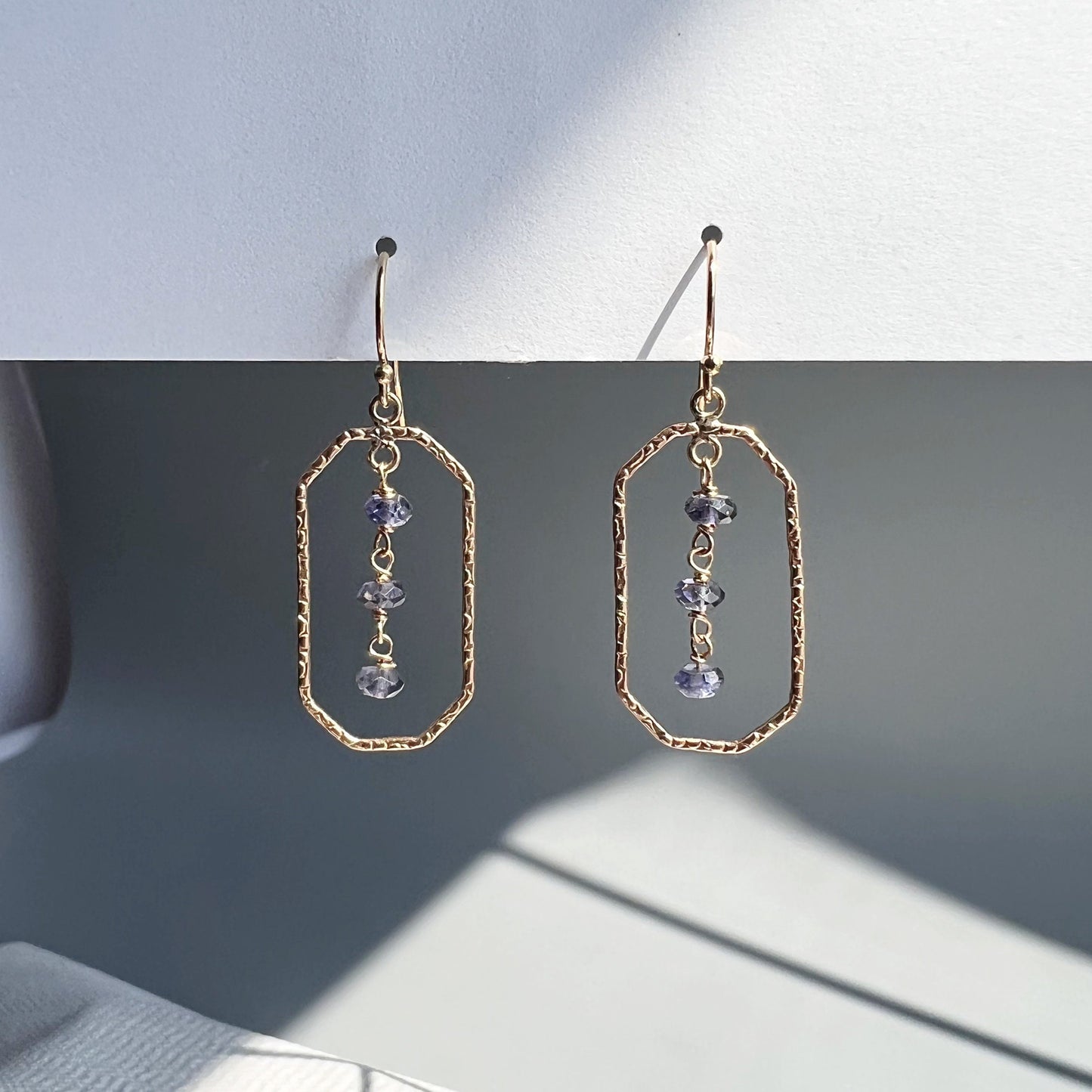 Iolite Earrings,Indigo EarringsGeometric Earrings,Dainty Earrings,Minimalist Earrings,Gemstone Earrings, Everyday Earrings, January Earrings