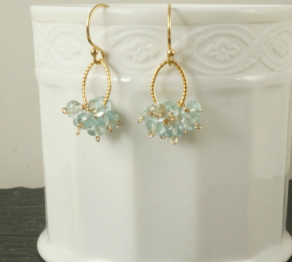 Blue Earrings Aquamarine Earrings Delicate Earrings Minimalist Earrings Small Earrings March BirthStone Bridesmaid Earrings Gift for Mom