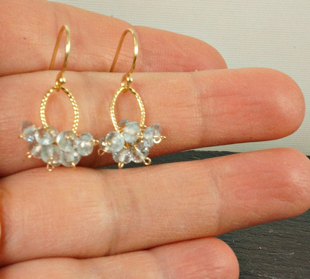 Blue Earrings Aquamarine Earrings Delicate Earrings Minimalist Earrings Small Earrings March BirthStone Bridesmaid Earrings Gift for Mom