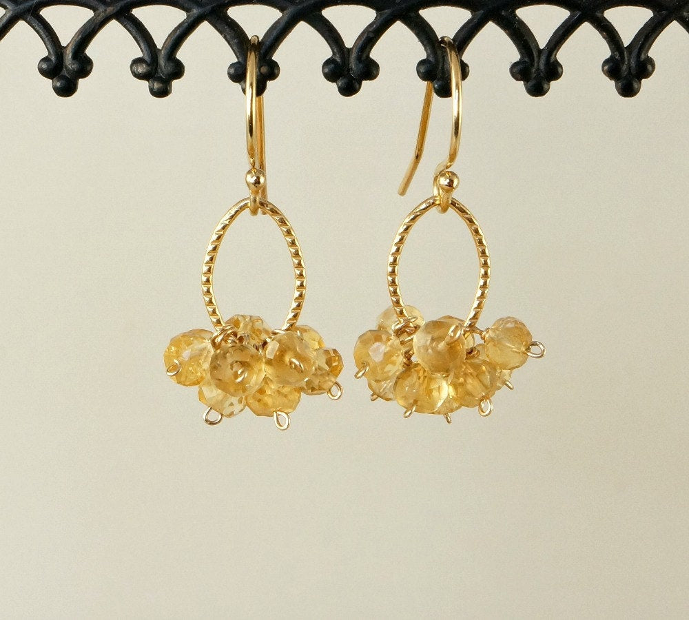 Citrine Earrings Birthstone Jewelry Dangly Earrings Dainty Earrings Simple Earring Minimalist Earrings Cute Earrings Gift for Mom