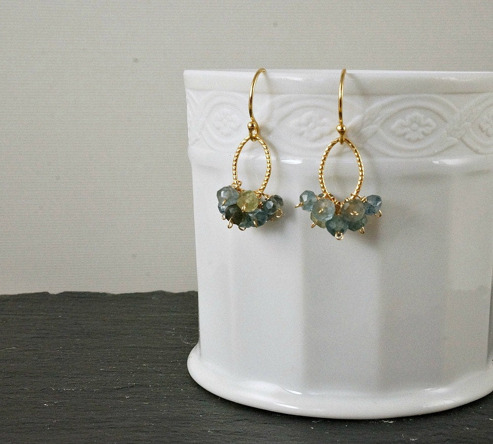 Aquamarine Earrings Blue Earrings Delicate Earrings Minimalist Earrings Small Earrings March Birthstone Bridesmaid Earrings Gift for Mom