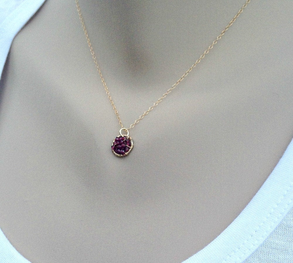 Delicat Garnet Necklace,January Birthstone,Cluster Necklace,Layering Necklace,Dainty Necklace,Layering Necklace,Bridesmaid Gift,Gift For Her