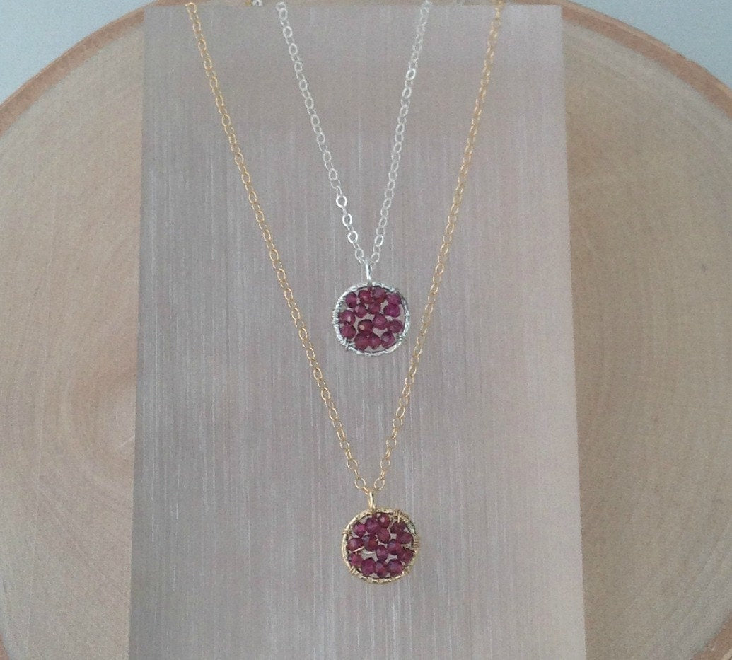 Delicat Garnet Necklace,January Birthstone,Cluster Necklace,Layering Necklace,Dainty Necklace,Layering Necklace,Bridesmaid Gift,Gift For Her