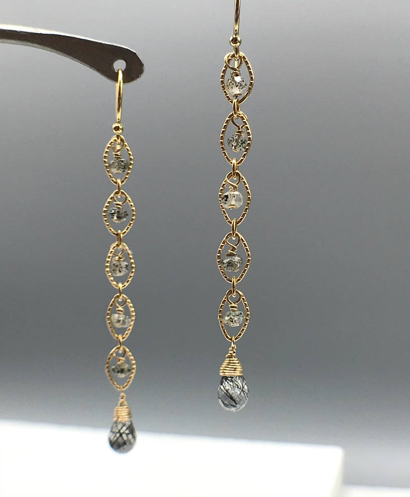 Rutilated Quartz Earrings Quartz Earrings March Birthstone Long Earrings Dangle Earrings Drop Earrings Dainty Earrings Lightweight Earrings
