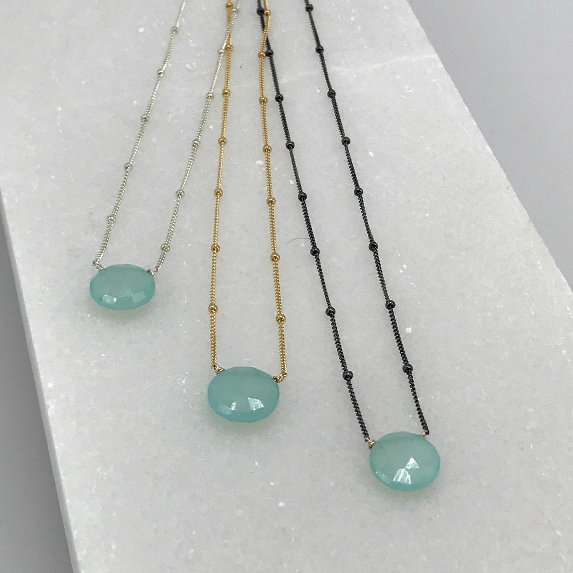 Aqua Chalcedony Necklace Blue Gemstone Boho Necklace Delicate Necklace Everyday Necklace Graduation Gift Dainty Necklace Blue Jewelry