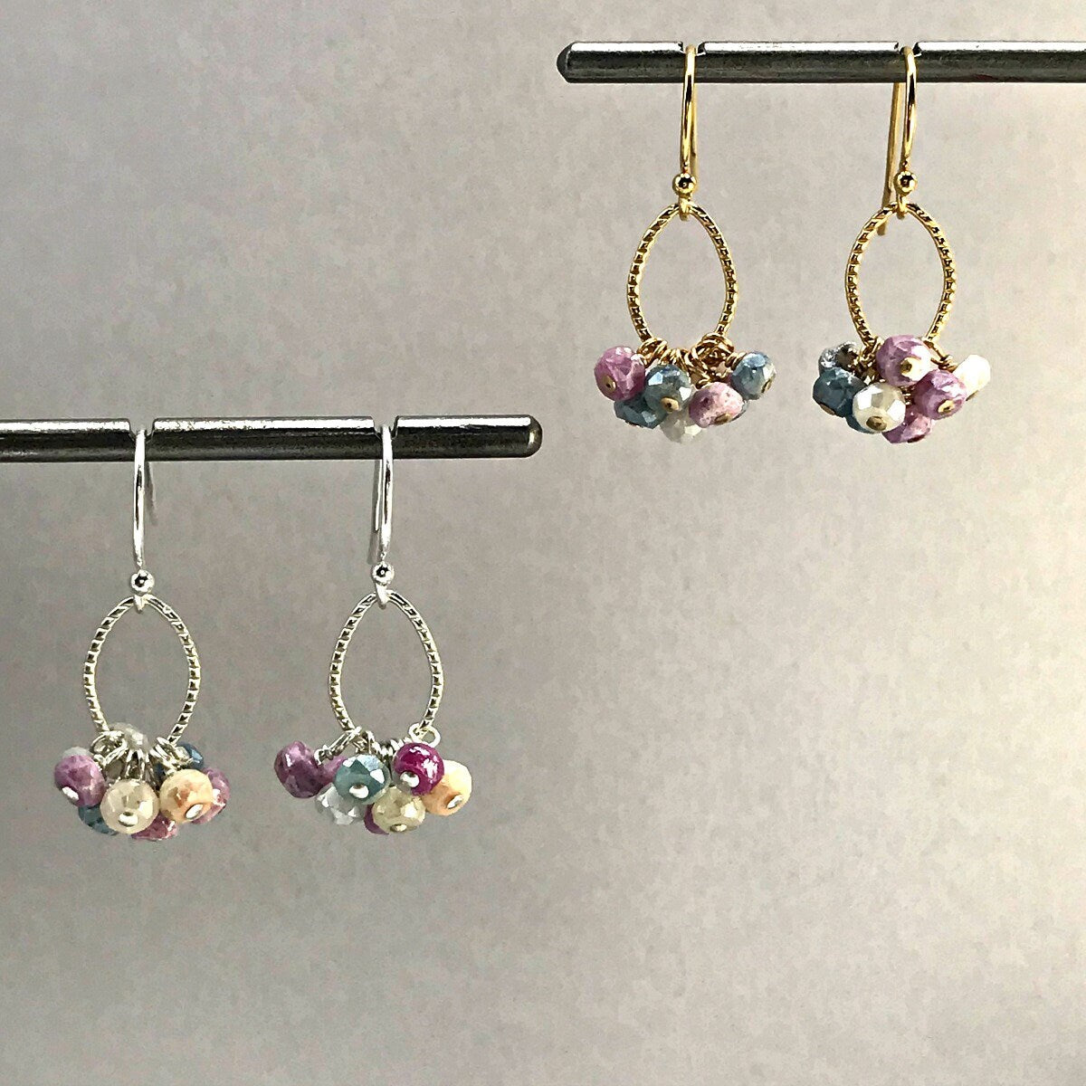 Ruby Silverite Cluster Earrings Delicate earrings Boho Earrings Dangle Earrings Gemstone Earrings Dainty Earrings Gift for Mom Gift for Her