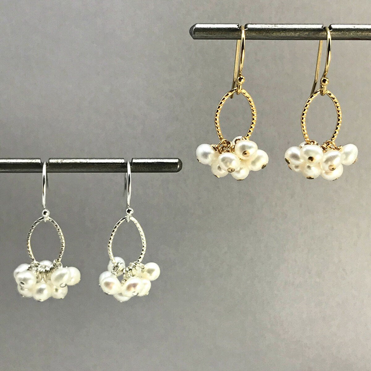 Pearl Earrings June Birthstone Delicate Earrings Cluster Earrings Dangle Earrings Boho Earrings Minimalist Earrings Gift for Mom