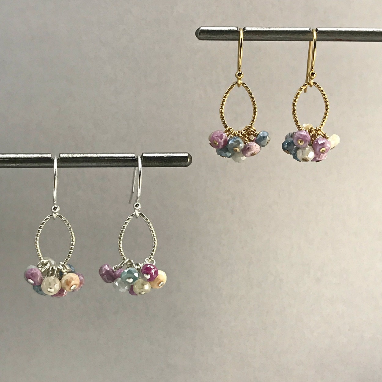 Ruby Silverite Cluster Earrings Delicate earrings Boho Earrings Dangle Earrings Gemstone Earrings Dainty Earrings Gift for Mom Gift for Her