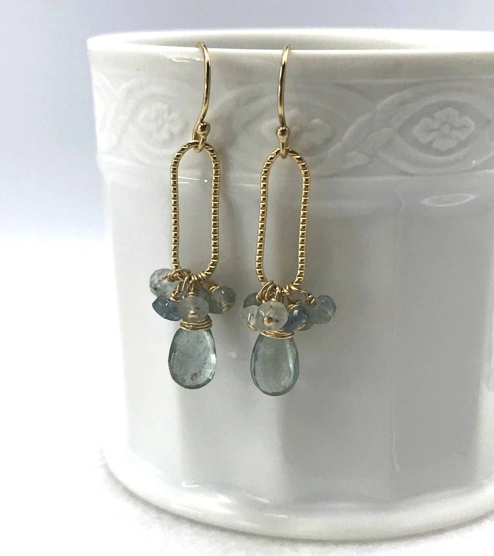 Aquamarine Earrings March Birthstone Aquamarine Jewelry Dangle Earrings Birthstone Earrings Everyday Earrings Modern Earrings Gift for Mom