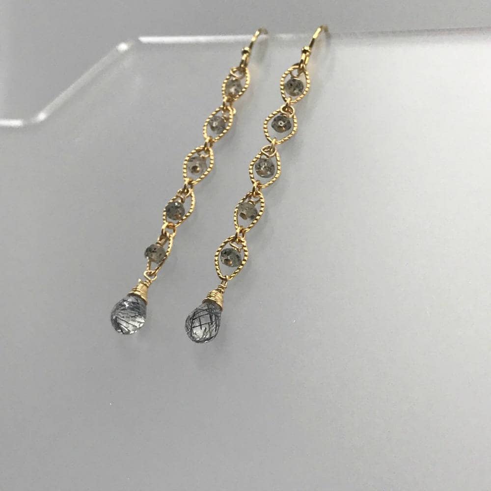 Rutilated Quartz Earrings Quartz Earrings March Birthstone Long Earrings Dangle Earrings Drop Earrings Dainty Earrings Lightweight Earrings