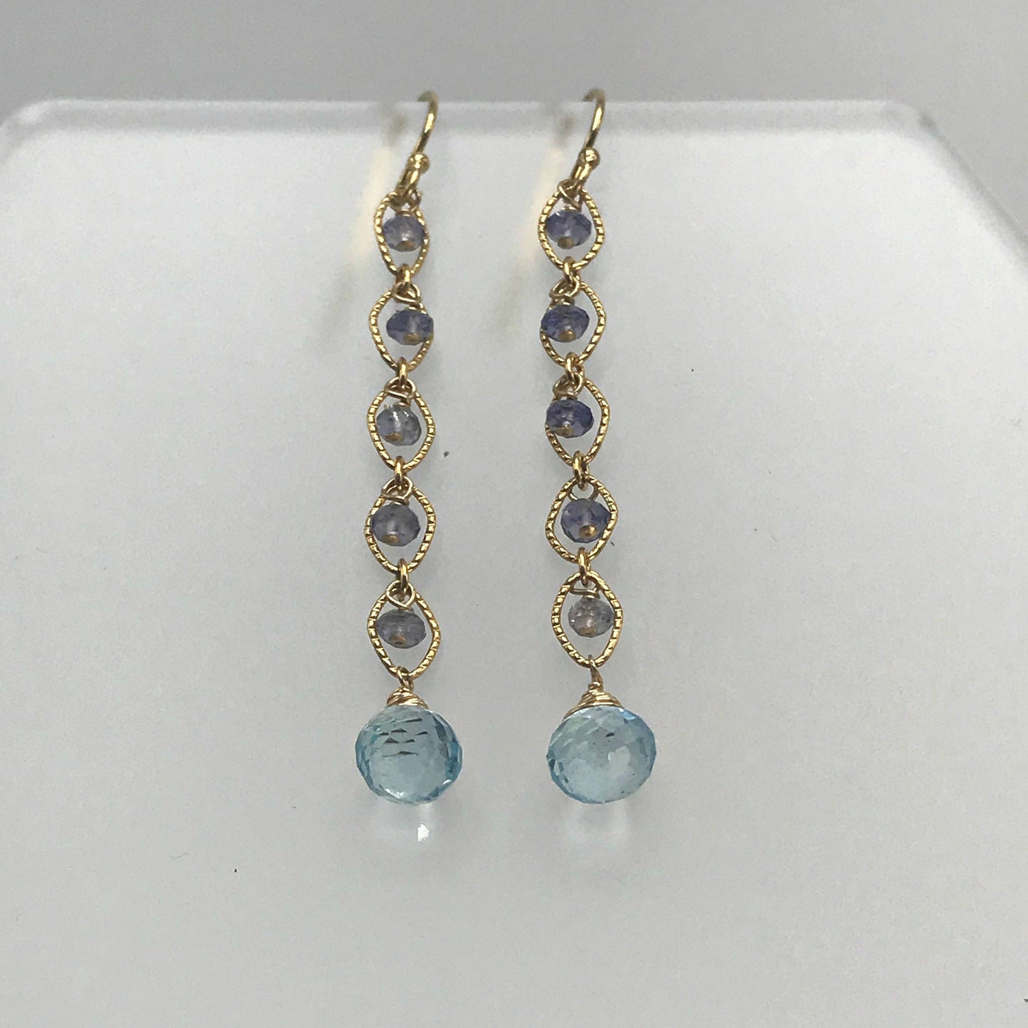 Blue Topaz Earrings Iolite Earrings Blue Earrings Dainty Earrings Dangle Earrings Long Earrings Linear Earrings December Birthstone