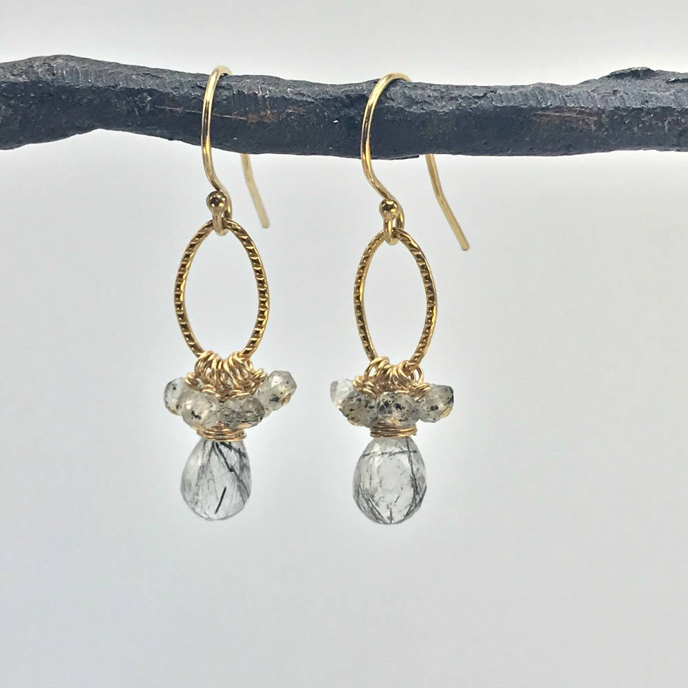 Quartz Earrings Rutilated Quartz Dainty Earrings Cute Earrings Minimalist Earrings Gemstone Earrings Handmade Earrings Crystal Earrings